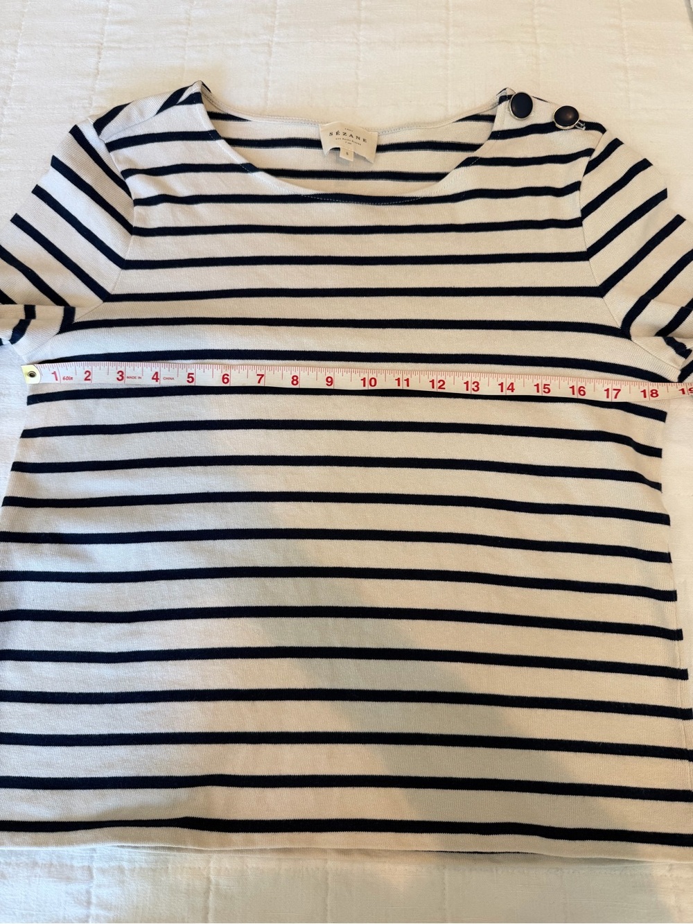 Sezane COLETTE MARINIÈRE Top in Ecru and Navy Stripes - Picture 8 of 10